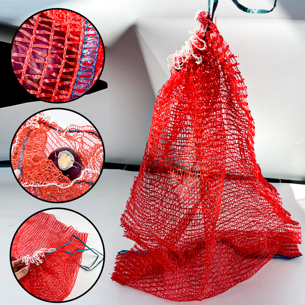 PE Vegetables Mesh Τσάντα Onion Mesh Τσάντα με κορδόνι