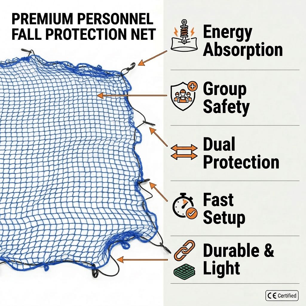 Δίχτυ ασφαλείας κατασκευής HDPE βαρέως τύπου για προστασία από πτώση